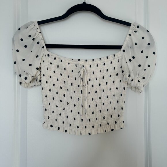 Wilfred Cropped Polka Dot Smocked Blouse - Picture 6 of 8